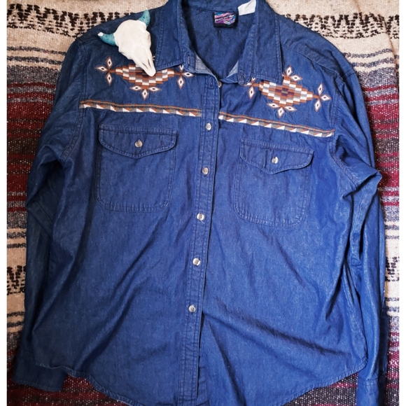 Panhandle Slim Tops - "PANHANDLE SLIM" DENIM BUTTON UP - BLUE